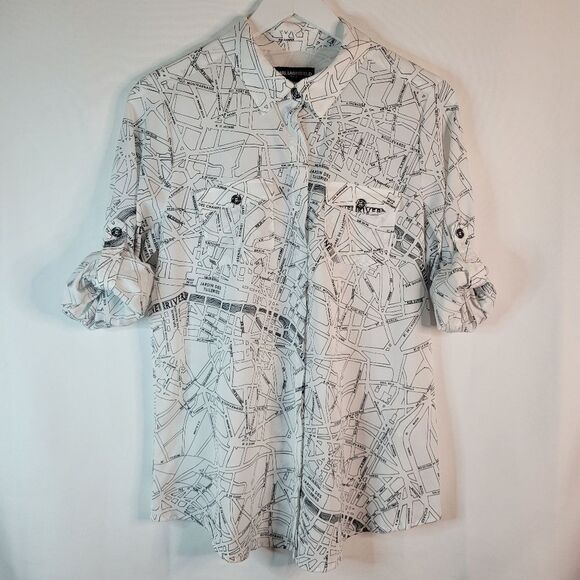 Karl Lagerfeld Paris Street Map Blouse - Picture 12 of 16
